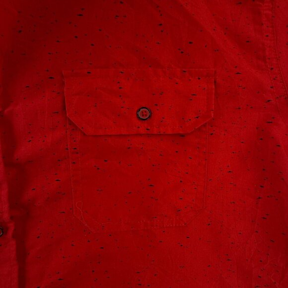 Red Ape Urban Wear Red Black Splatter Button Up Long Sleeve Shirt Men 2XL Adult - Picture 12 of 16